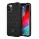 Mercedes MEHCP12LPSQBK iPhone 12 Pro Max 6.7 Inch Black Hard Case Star Pattern Leather