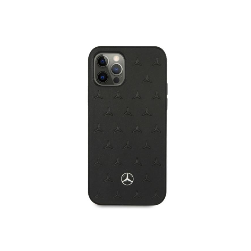 Mercedes MEHCP12LPSQBK iPhone 12 Pro Max 6.7 Inch Black Hard Case Star Pattern Leather – 3