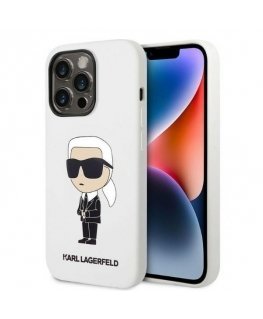 Karl Lagerfeld dėklas, skirtas iPhone 14 Pro 6,1" KLHCP14LSNIKBCH baltas kietas dėklas Silicone Ikonik