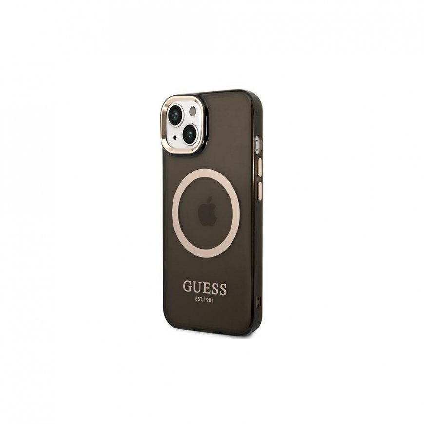 Guess case iPhone 14 Plus 6.7" GUHMP14MHTCMK black HC Magsafe Gold Outline transparent