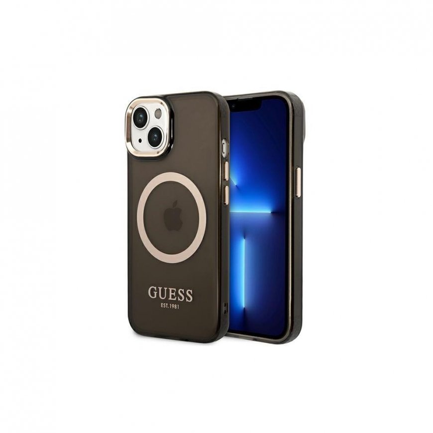 Guess case iPhone 14 Plus 6.7" GUHMP14MHTCMK black HC Magsafe Gold Outline transparent – 2