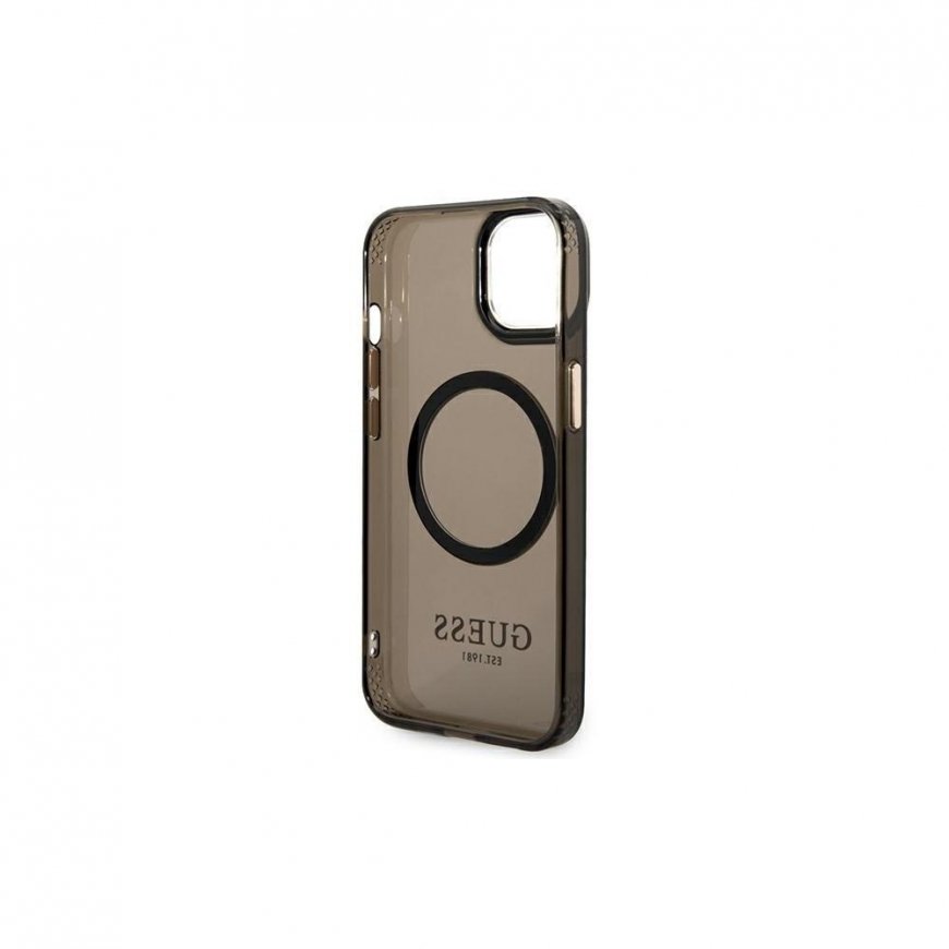 Guess dėklas iPhone 14 Plus 6,7" GUHMP14MHTCMK juodas HC Magsafe Gold Outline permatomas – 3