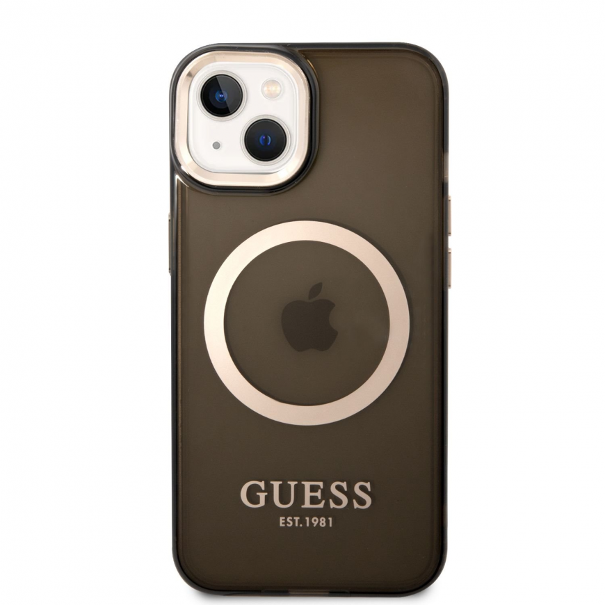 Guess case iPhone 14 Plus 6.7" GUHMP14MHTCMK black HC Magsafe Gold Outline transparent – 5
