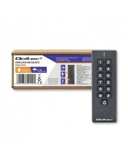 QOLTEC 52440 Kodinė spyna CALISTO su RFID skaitytuvu Kodų kortelės rakto pakabukas Durų skambučio mygtukas IP68 EM