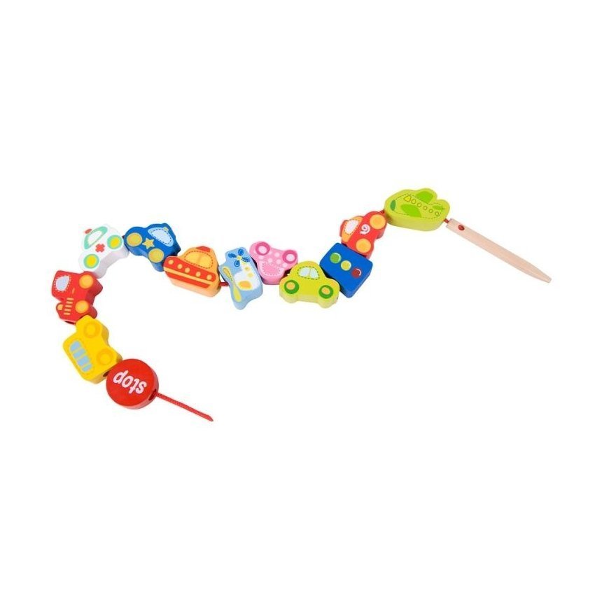 Medinės vėrimo kaladėlės kelių eismas CLASSIC WORLD – 4