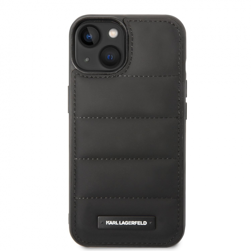 Karl Lagerfeld Karl Lagefeld dėklas, skirtas iPhone 14 6.1" KLHCP14SPSQAK Juodas Hardcase Puffy Pailgintas logotipas – 5