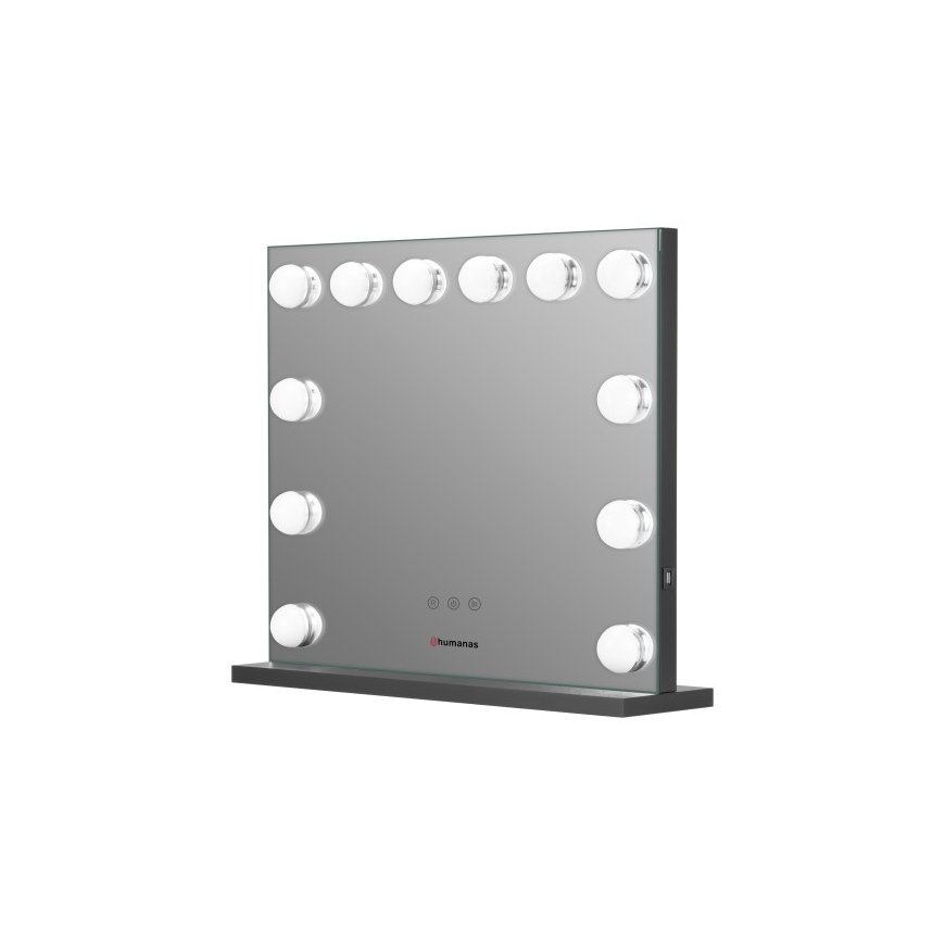 Humanas kosmetinis veidrodis Humanas HS-HM02 kosmetinis veidrodis su LED apšvietimu - juodas