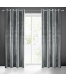 Soft and shiny velvet night curtain Eurofirany SAMANTA 140X250 cm, loops/rings, color: graphite
