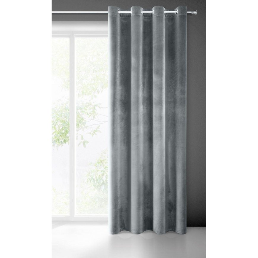 Soft and shiny velvet night curtain Eurofirany SAMANTA 140X250 cm, loops/rings, color: graphite – 2