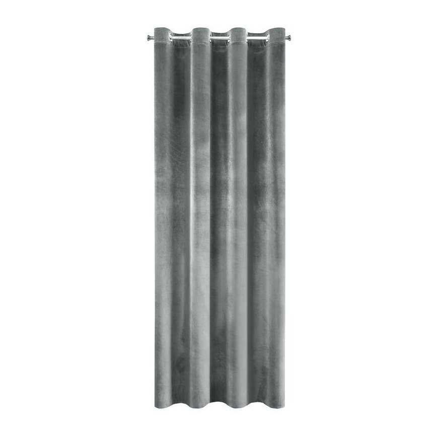 Minkšto ir blizgaus aksomo naktinė užuolaida Eurofirany SAMANTA 140X250 cm, kilpos/žiedai, spalva: grafito – 3