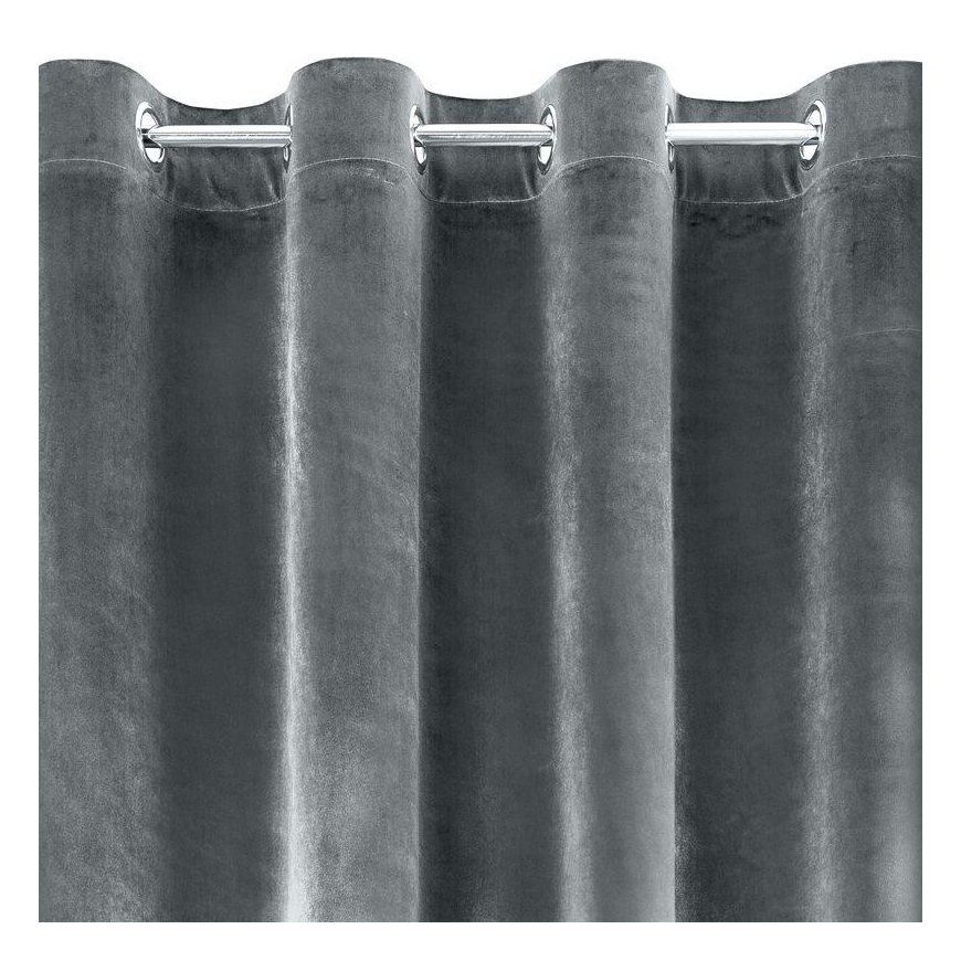 Soft and shiny velvet night curtain Eurofirany SAMANTA 140X250 cm, loops/rings, color: graphite – 4