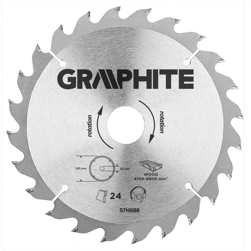GRAPHITE Diskinio pjovimo diskas, Widia, 190 x 30 mm, 24 dantukai – 2