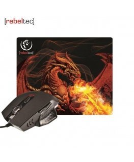 Rebeltec Raudonas DRAGON komplektas gamingowy pelė + kilimėlis