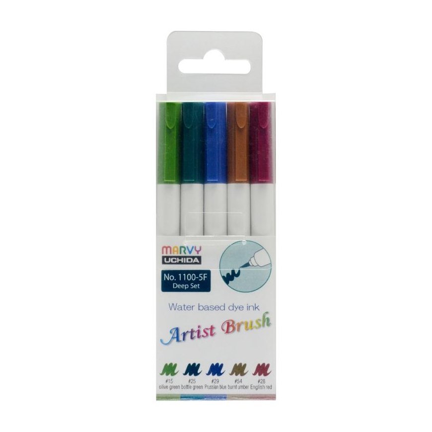 Marvy Uchida MARVY felt-tip pens with a brush tip Artist Deep, 5 pcs.