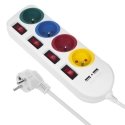 Maclean power strip, extension 4 sockets + 2xUSB, with switches, 250VAC/10A, 2.1A 5V, 1.5m, white, MCE229 W Maclean power strip, extension 4 sockets + 2xUSB, with switches, 250VAC/10A, 2.1A 5V, 1.5m, white, MCE229 W