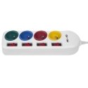 Maclean maitinimo juostelė, ilgintuvas 4 lizdai + 2xUSB, su jungikliais, 250VAC/10A, 2.1A 5V, 1.5m, baltas, MCE229 W Maclean maitinimo juostelė, ilgintuvas 4 lizdai + 2xUSB, su jungikliais, 250VAC/10A, 2.1A 5V, 1.5m, baltas, MCE229 W
