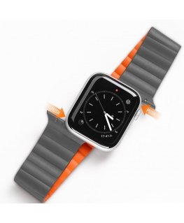 Apple Smart Watch 2/3/4/5/6/7/SE Magnetic Dux Ducis Strap, Ornate/Grey, 38/40/41mm
