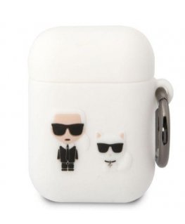 Karl Lagerfeld KLACA2SILKCW AirPods 1/2 cover white/white silicone Karl & Choupette