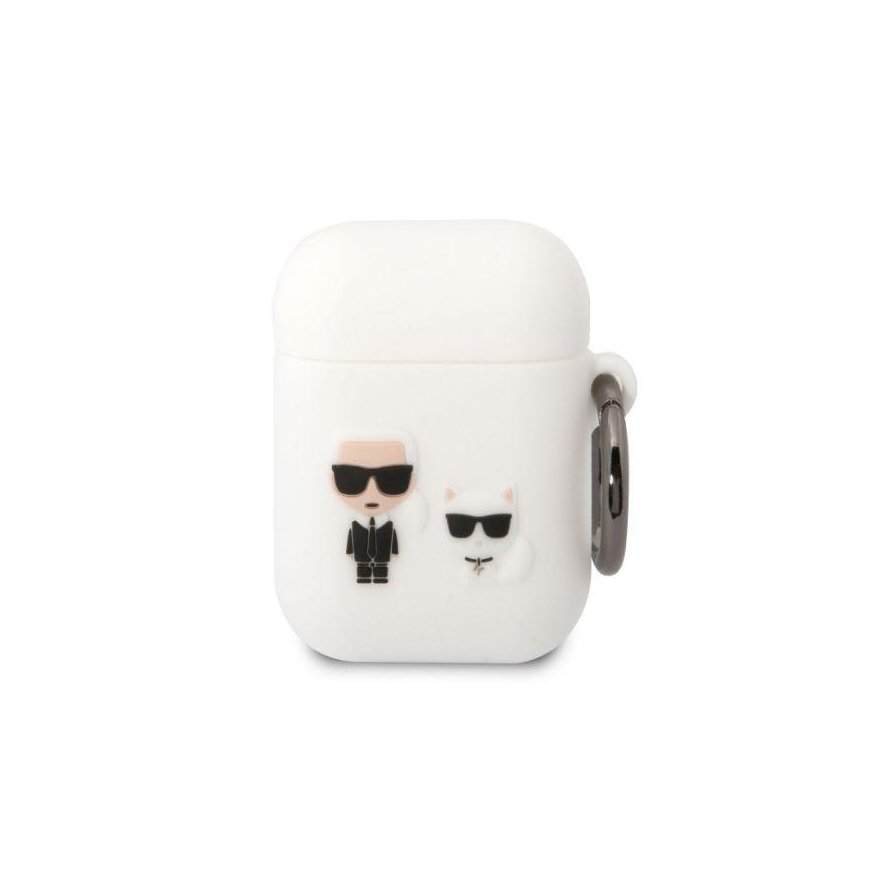 Karl Lagerfeld KLACA2SILKCW AirPods 1/2 cover white/white silicone Karl & Choupette