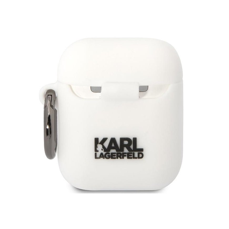 Karl Lagerfeld KLACA2SILKCW AirPods 1/2 cover balta/baltas silikoninis Karl & Choupette – 3