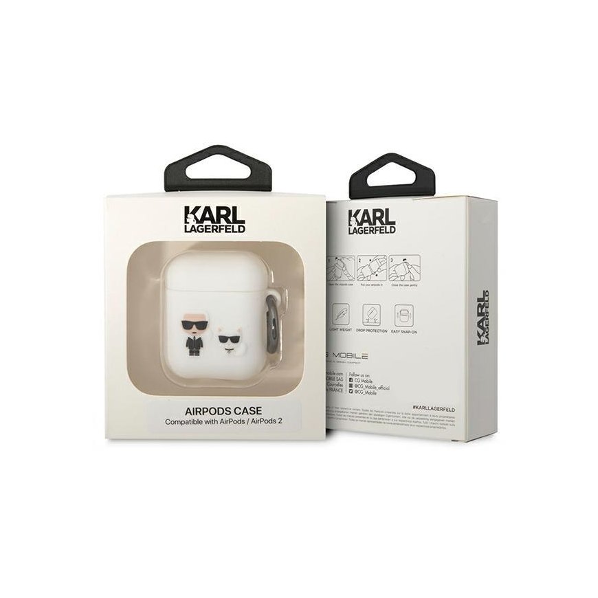 Karl Lagerfeld KLACA2SILKCW AirPods 1/2 cover white/white silicone Karl & Choupette – 4