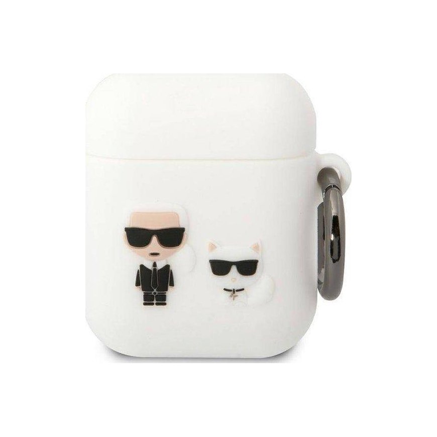 Karl Lagerfeld KLACA2SILKCW AirPods 1/2 cover balta/baltas silikoninis Karl & Choupette – 5