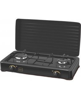 Saturn TWO BURNER GAS COOKER WITH LPG CYLINDER STELLA BLACK MODEL STKGC-02