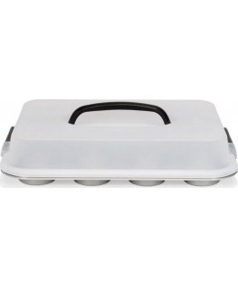 Patisse cake tin with lid 35 cm silver steel 12 compartments