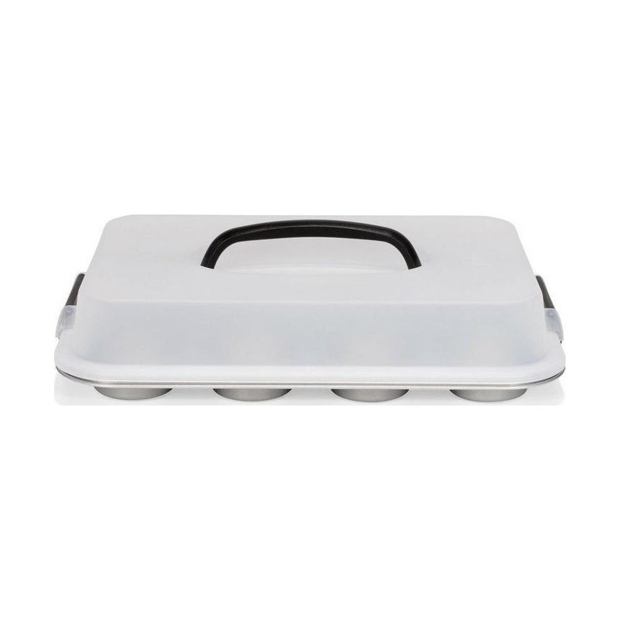 Patisse bandelių forma su dangteliu 35 cm sidabro plieno 12 skyrių