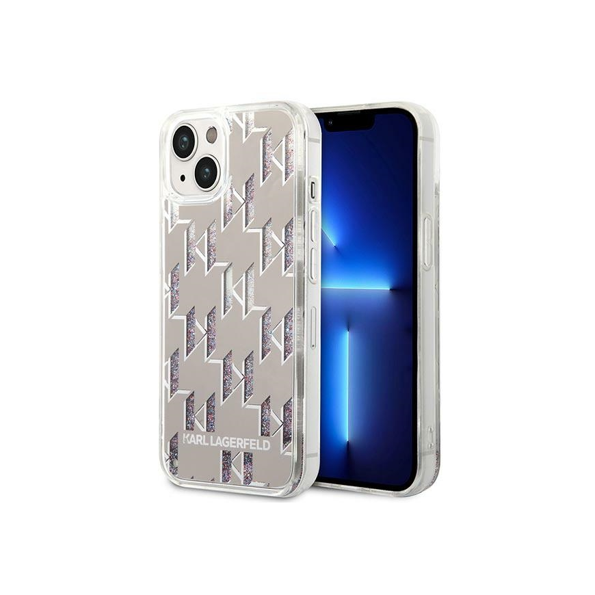 Dėklas Karl Lagerfeld KLHCP14MLMNMS iPhone 14 Plus 6,7 colio kieto korpuso sidabro / sidabro skysto blizgesio monograma – 5