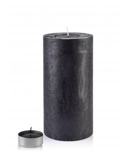 Mondex RUSTIC cylindrical candle 12x24cm - black