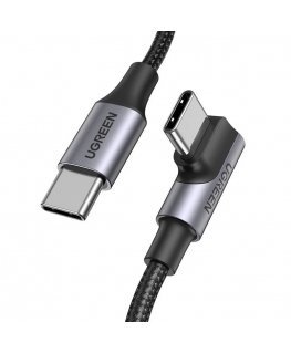 Angle cable USB-C to USB-C UGREEN US334 5A, PD 100W, 2m (black)