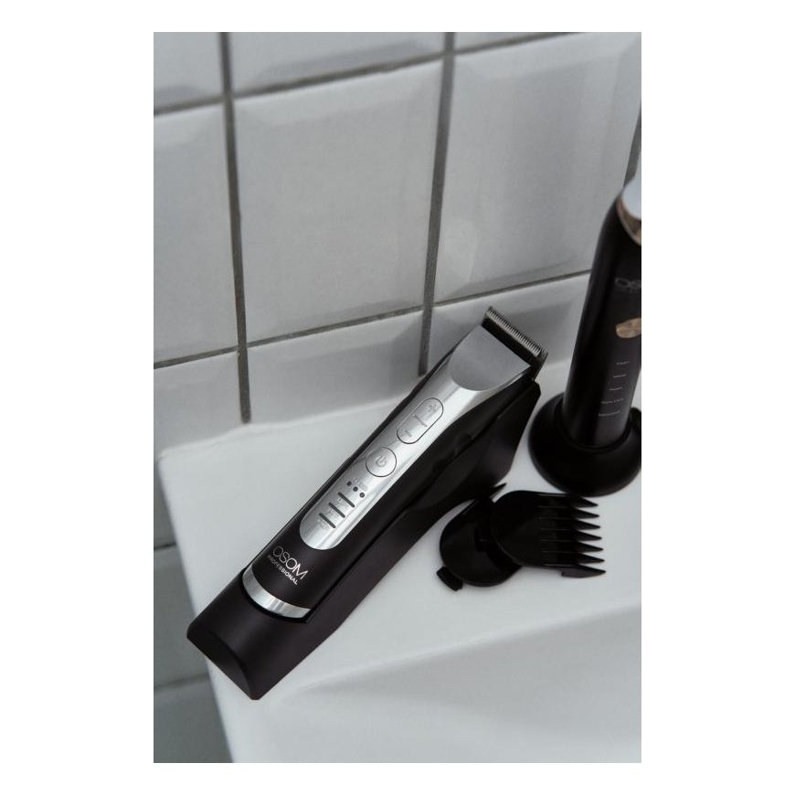 OSOM Professional Hair Trimmer Profesionali plaukų kantavimo mašinėlė - trimeris, LiFePo4 baterija, 100-240 V, 50/60 Hz, pilkos – 5