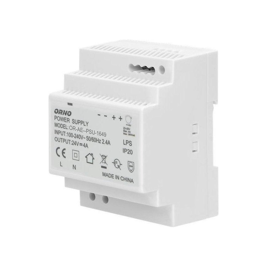 ORNO MAITINIMO TAIKYMAS ANT DIN bėgelio 24VDC, 4A, 100W – 2