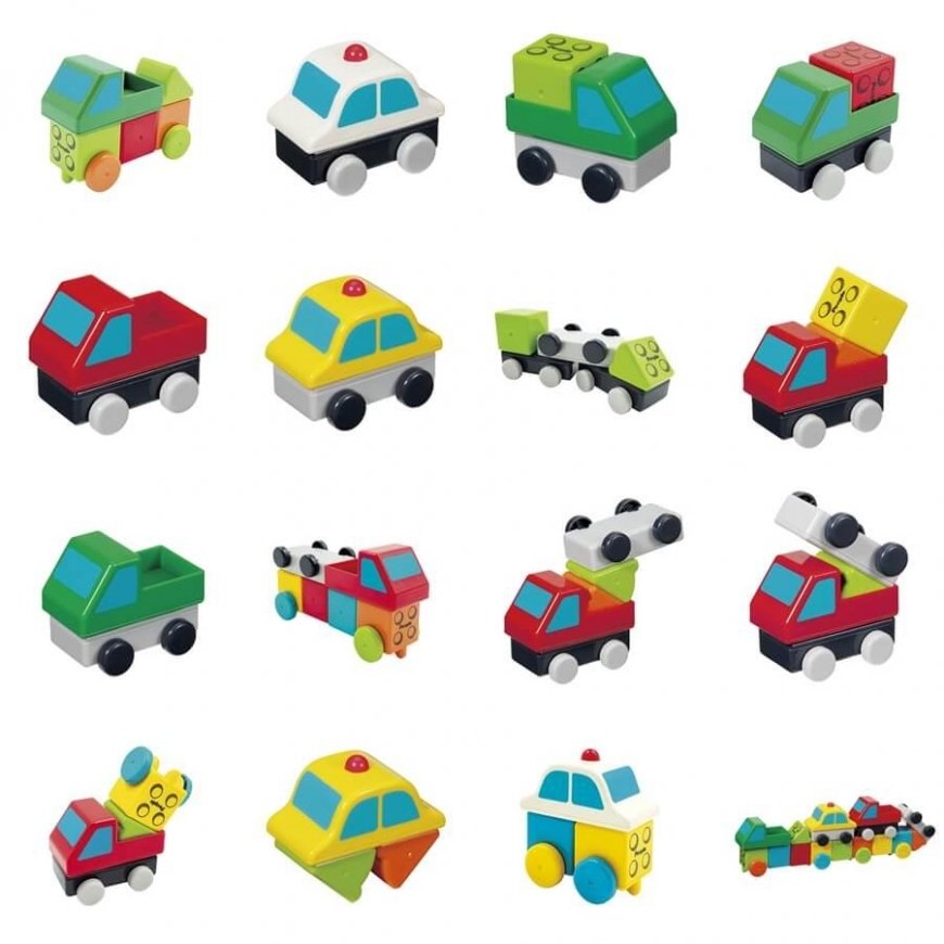 „People Blocks“ magnetinių kaladėlių rinkinys „Mašinos“/18 kaladėlių / People Blocks Working Cars 18pcs – 2