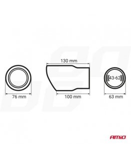 Red stainless steel muffler tip amio-03168