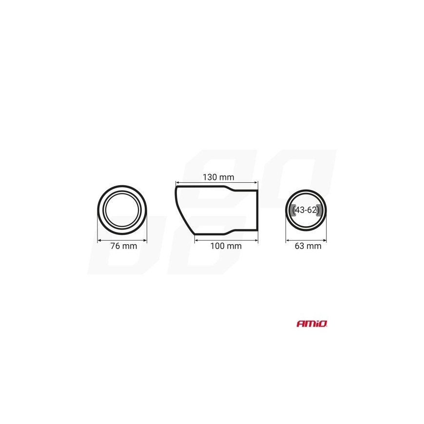 Red stainless steel muffler tip amio-03168