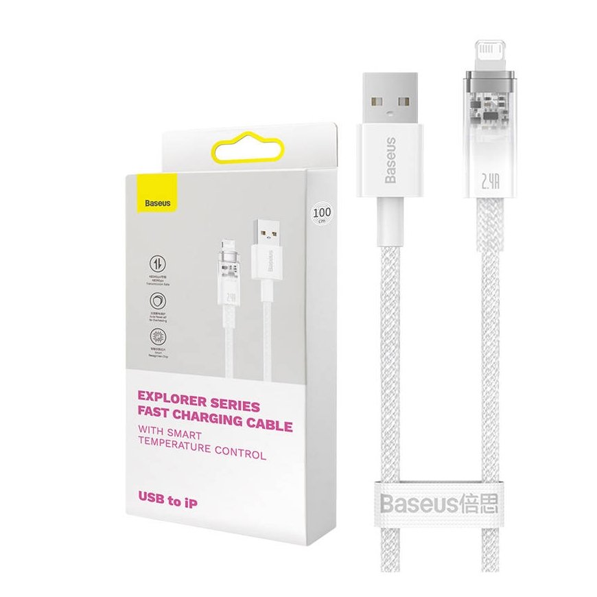 Fast Charging cable Baseus USB-A to Lightning Explorer Series 2m, 2.4A (white)