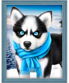 Beldizart Deimantų dažymo rinkinys "Mėlyna Eye Husky" 15х20 cm AM1540