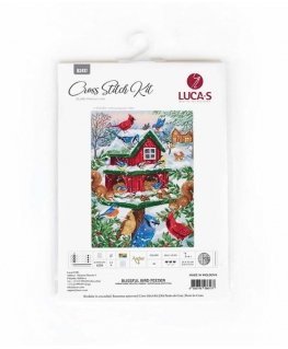luca S Cross stitch kit Blissful Bird Feeder 25x33cm SB2417