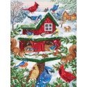 luca S Cross stitch kit Blissful Bird Feeder 25x33cm SB2417