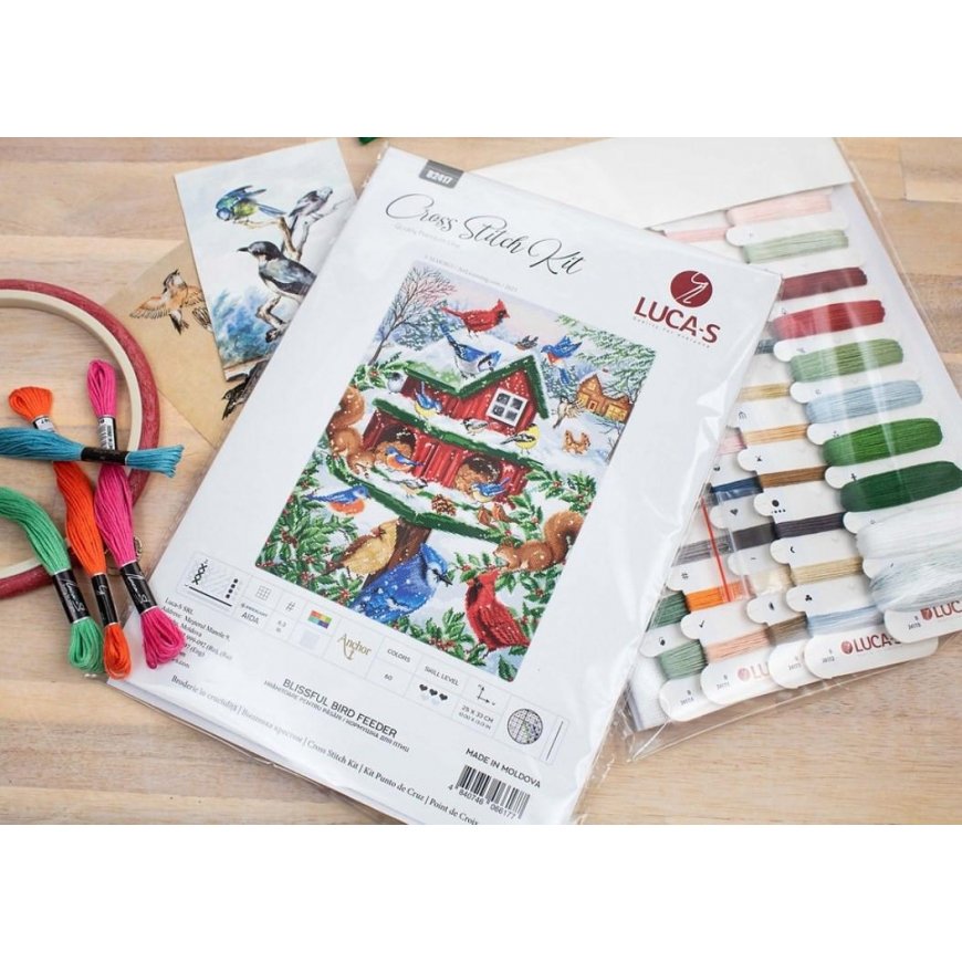 luca S Cross stitch kit Blissful Bird Feeder 25x33cm SB2417 – 4