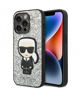 Case Karl Lagerfeld KLHCP14XGFKPG iPhone 14 Pro Max 6.7 "hardcase silver / silver Glitter Flakes Ikonik