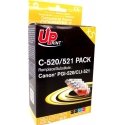 UPrint rašalo rašalas C-520/521 PACK / CLI521, 2x juodas, / 1x žydras, 1x purpurinis, 1x geltonas