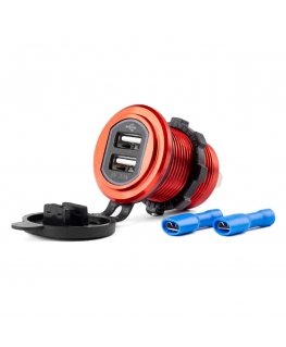 Amio Waterproof charger with 2xUSB 12 / 24v mod-10 sockets