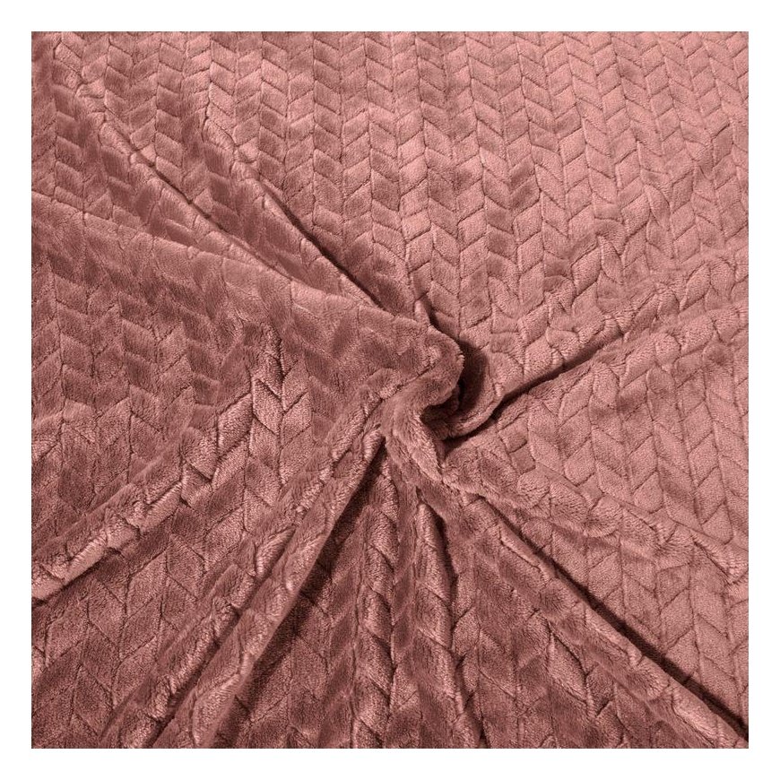 Eurofirany DESIGN 91 CINDY Minkštas ir švelnus pledas su įspaustu raštu, 70X160 cm, spalva: pudrinė – 5