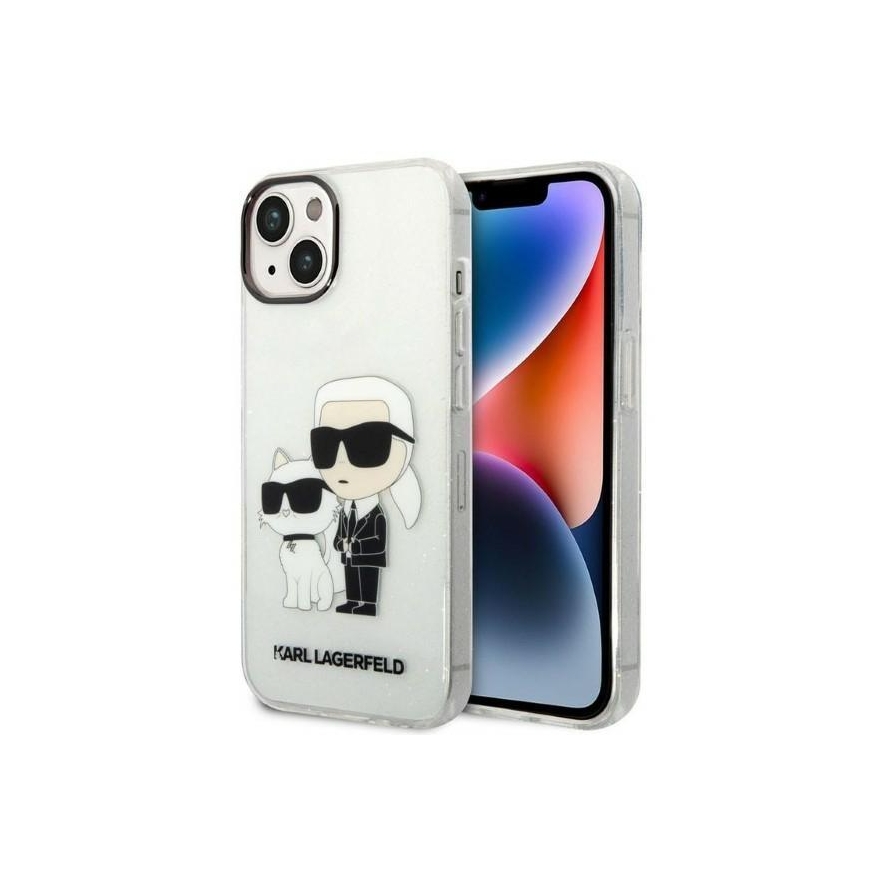 Karl Lagerfeld Case for iPhone 14 Plus 6.7" KLHCP14MHNKCTGT Clear Hard Case Glitter Karl&Choupette