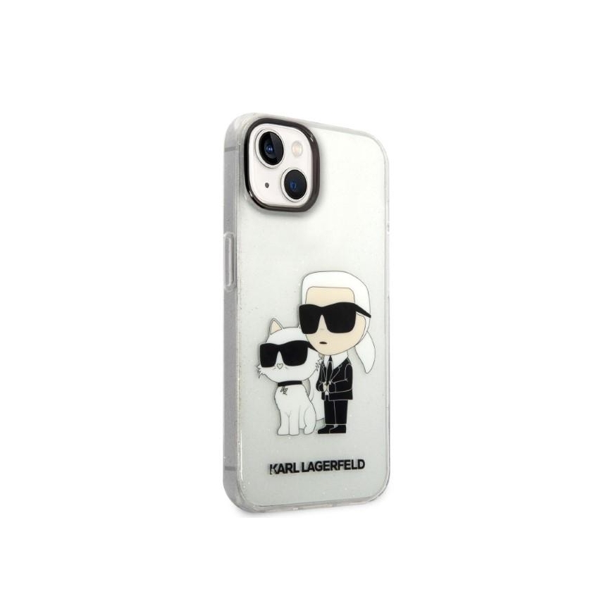 Karl Lagerfeld dėklas, skirtas iPhone 14 Plus 6,7" KLHCP14MHNKCTGT skaidrus kietas dėklas Gliter Karl&Choupette – 4