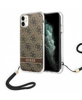 Guess GUOHCN61H4STW iPhone 11 brown/brown hardcase 4G print strap