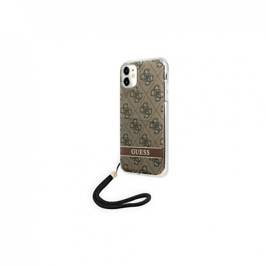 Guess GUOHCN61H4STW iPhone 11 brown/brown hardcase 4G print strap – 2